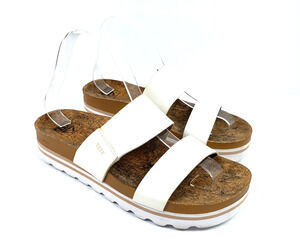 Reef Cushion Vista Hi Slide Womens Size 8 White Slip On Platform Sandals